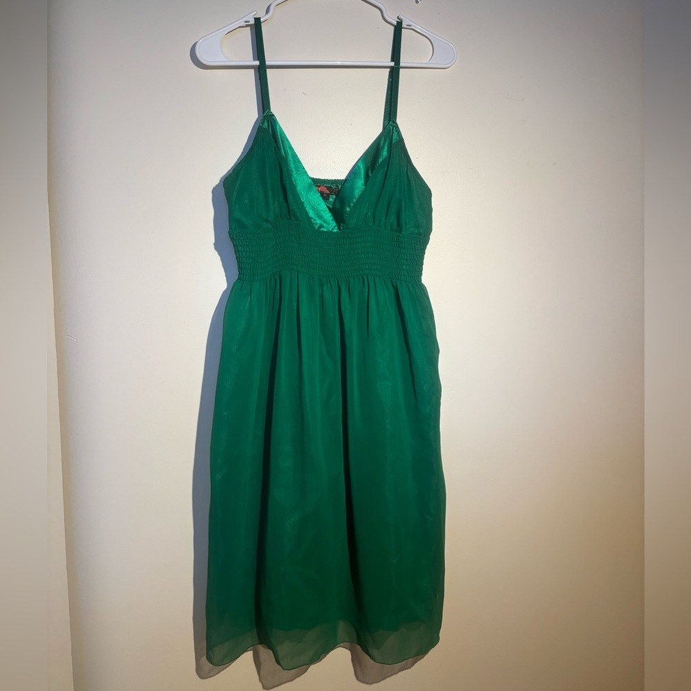 Green vintage silk and chiffon sundress